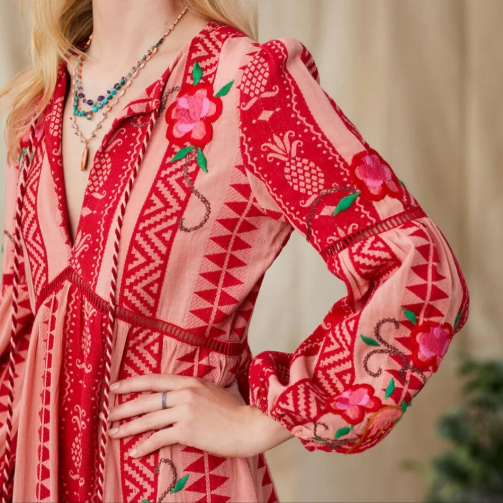 NWT Farm Rio Jaquard Strawberry Daiquairi Maxi Dress - M